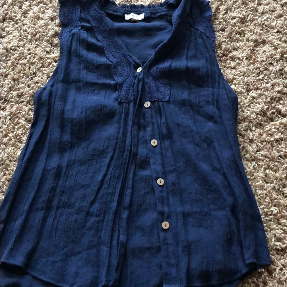 Blue Button Up Tank Top